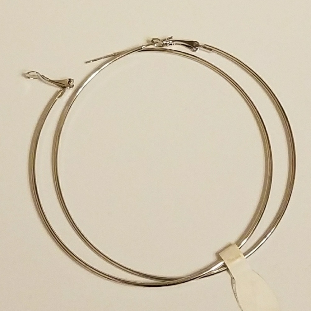 Silver Hoops Large - Picture 2 of 2